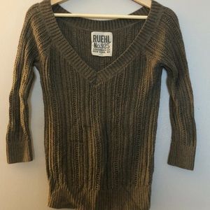 Ruehl No. 925 Brown Knit Sweater Cotton Pullover